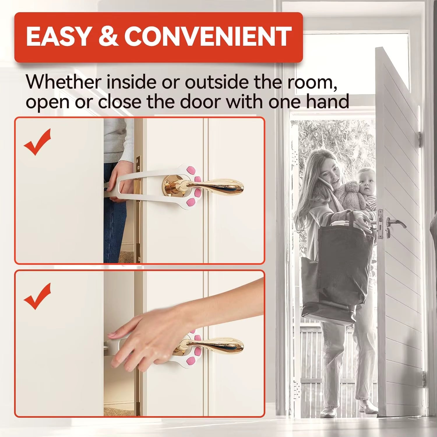 Cat Door Holder Latch Adjustable Dog Door Stopper Elastic Gate Lock Flex Latch Strap Keep Dog Out from Entering Pet Gate Supply