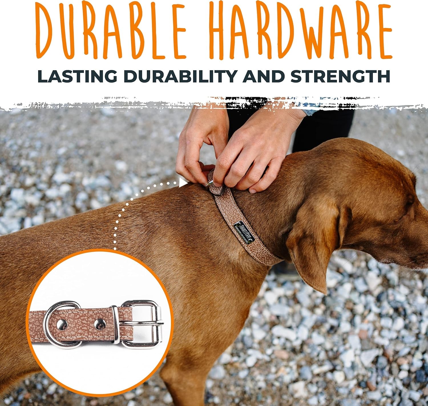 Leather Dog Collar - Genuine Distressed Leather - Strong Metal Buckle - Ultimate Comfort - Modern Style for All Dogs Breeds - Comfort Puppy Collar - (Small - Lite Brown)