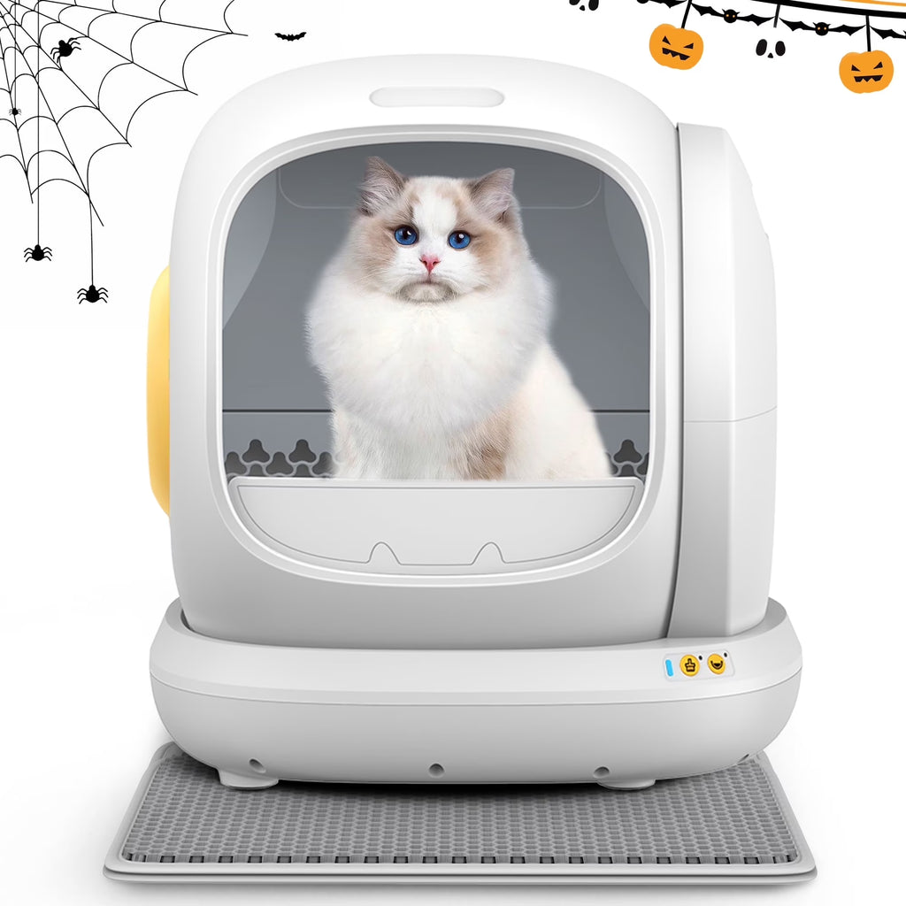 75L Smart Automatic Self-Cleaning Cat Litter Box, APP Control/Integrated Safety Protection,White