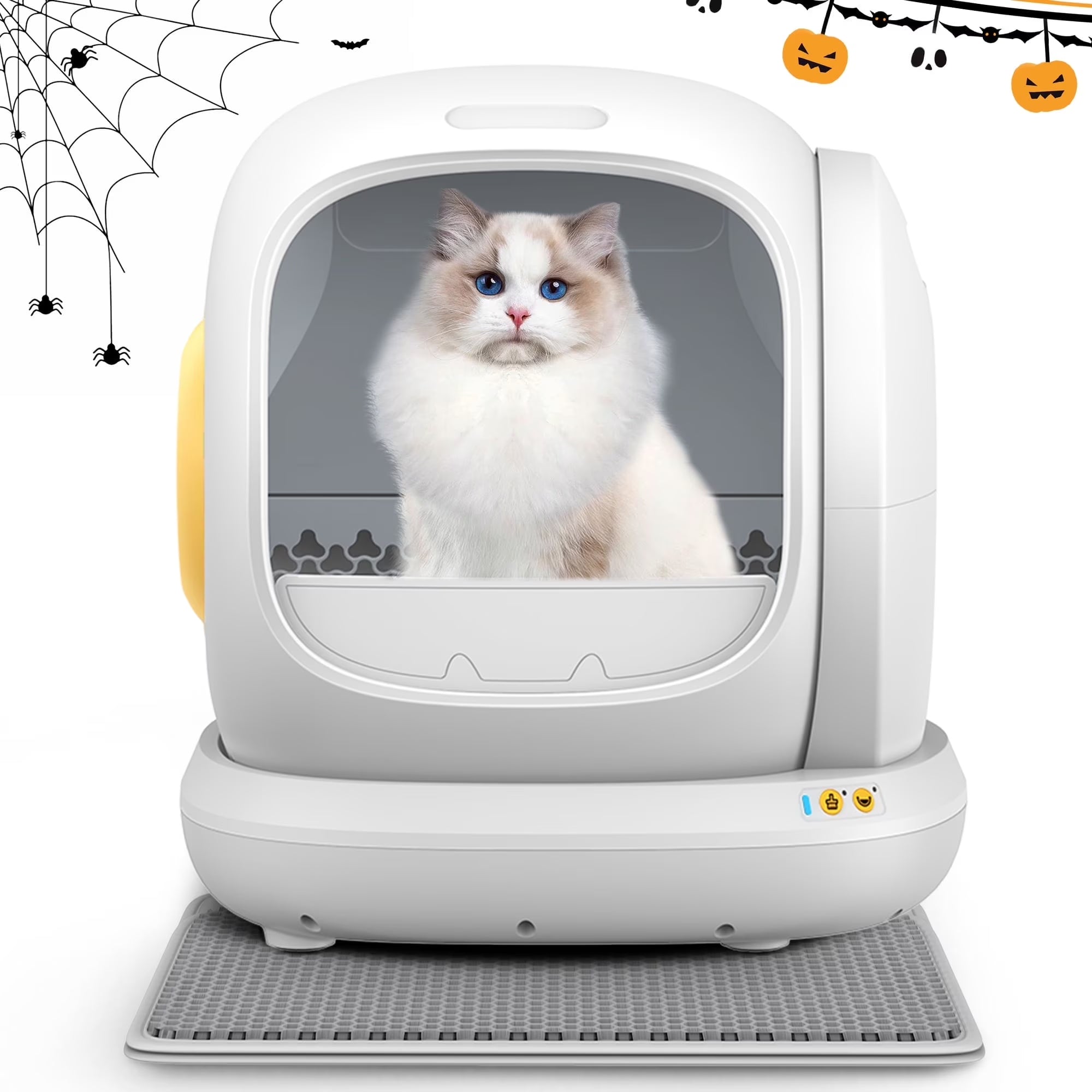75L Smart Automatic Self-Cleaning Cat Litter Box, APP Control/Integrated Safety Protection,White