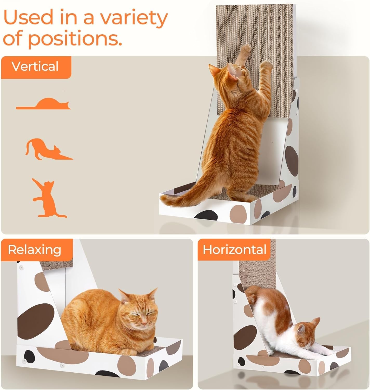 Cat Scratcher L Shape, 25" Cat Scratching Post for Indoor Cats Adults with Cat Scratch Box and Cat Sratching Board, Vertical Wall Cat Scratch Pad Bed