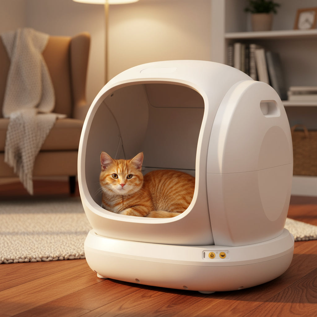 75L Smart Automatic Self-Cleaning Cat Litter Box, APP Control/Integrated Safety Protection,White