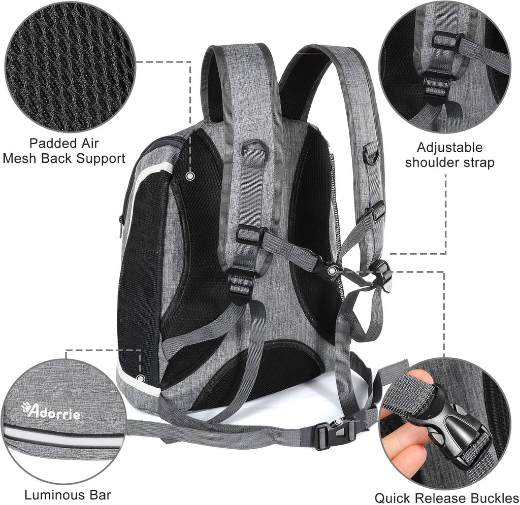 Dog Cat Backpack Carrier for Small Dogs and Cats, Safer Multifunctional Pet Backpack Carrier for Hiking, Walking, Traveling, Outdoor Activities (Black)…