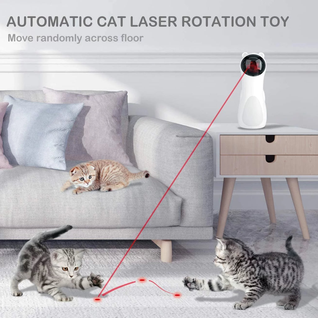 Automatic Cat Laser Toy, Interactive Pet Laser Toys for Indoor Cats and Kittens, 5 Random Patterns, USB Charging or Battery Powered, Random Rotating Light Pet Toy