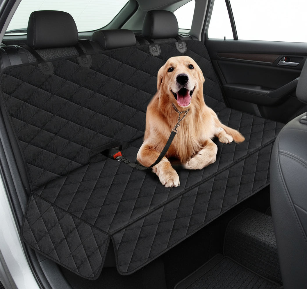 Dog Car Seat Cover, Back Seat Cover for Dogs Pet Car Seat Protector Waterproof Bench Car Seat Cover, Non-Slip Reat Seat Cover Fits Middle Armrest for Most Cars Trucks Suvs - Black