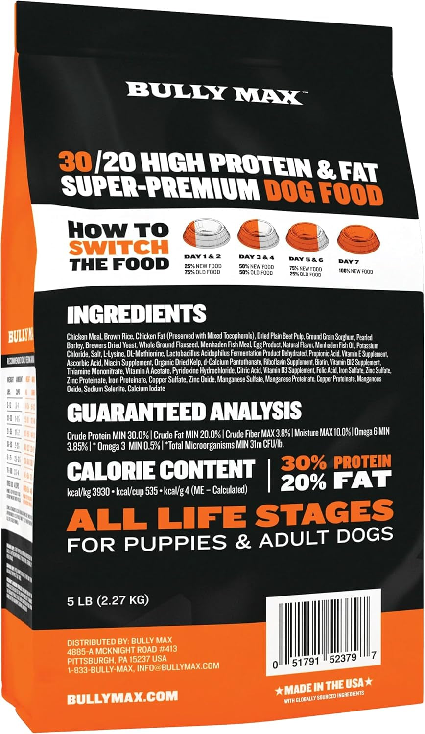 Dry Dog Food for Adults & Pupppies - High Protein & Fat for Muscle & Weight Gain - High Performance Dog Food Supplements - Small & Large Breed Dogs (535 Calories per Cup), Chicken, 5Lb Bag