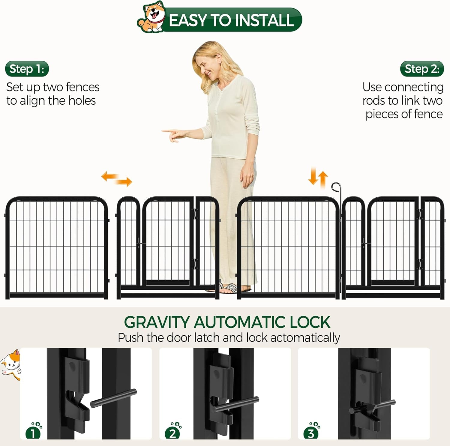 Dog Playpen Outdoor, 24 Inch 16 Panels Dog Pen Indoor Heavy Duty Puppy Exercise Pen Metal Pet Fence for RV Camping/Yard/Garden