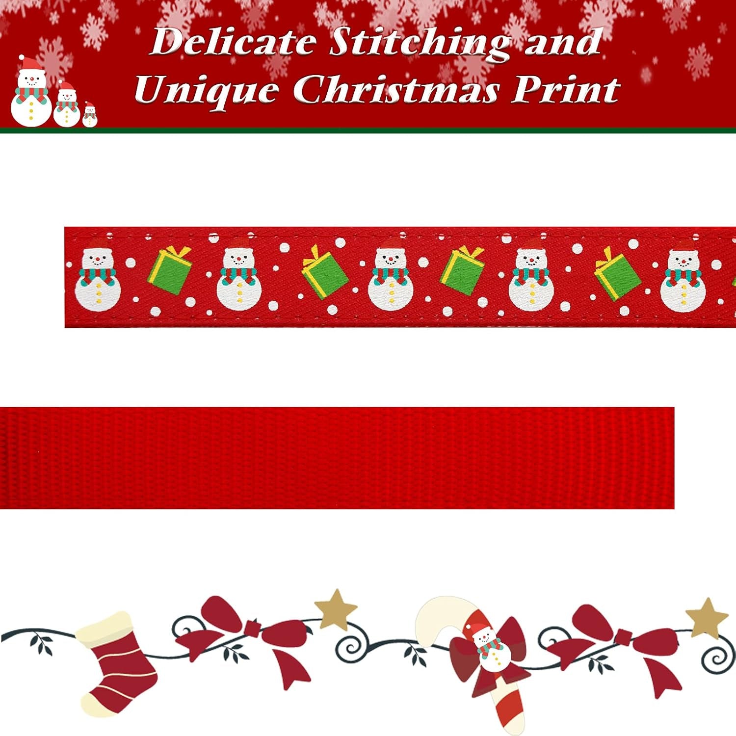 Christmas Dog Collar Adjustable Xmas Dog Collars with Christmas Antler Bow Tie Accessories Snowman Dog Collar for Medium Dogs